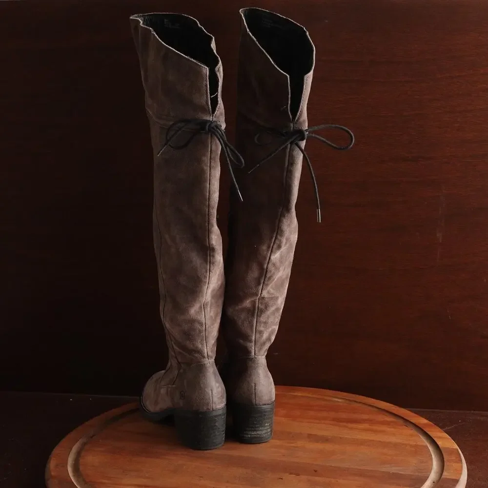 Born Boots Womens SZ 8M Brown Gray Gallinara Over The Knee Suede Coastal Cowgirl